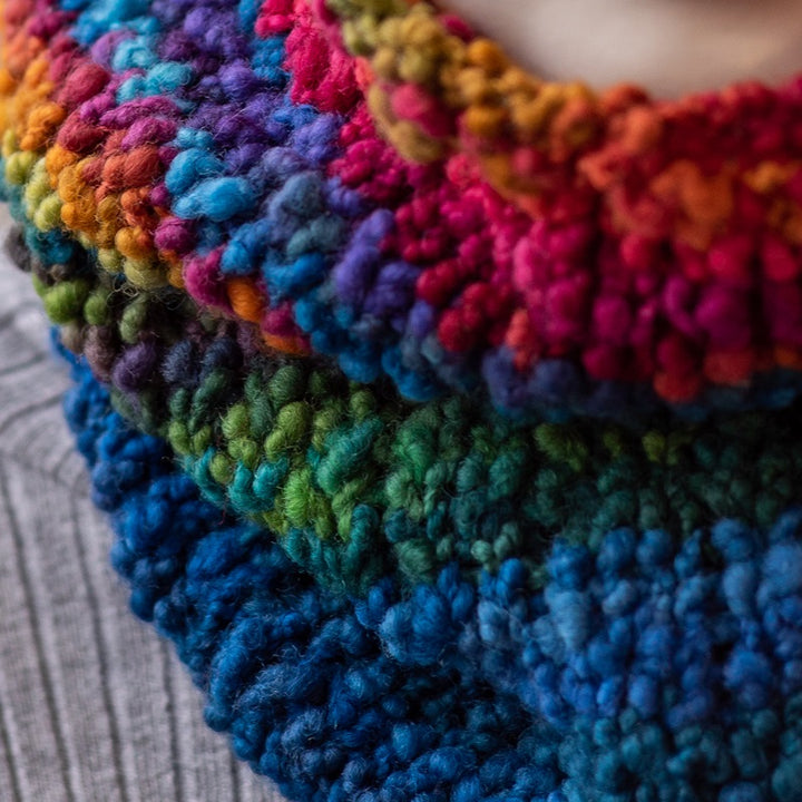 Hand-Knit Rainbow Moguls Cowl