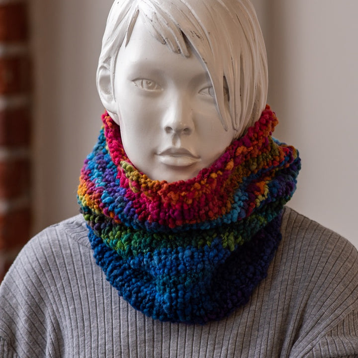 Hand-Knit Rainbow Moguls Cowl