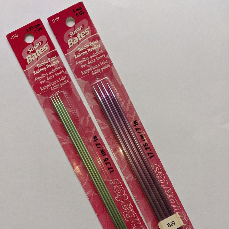 Susan Bates 7 inch Silvalume Double Pointed Needles