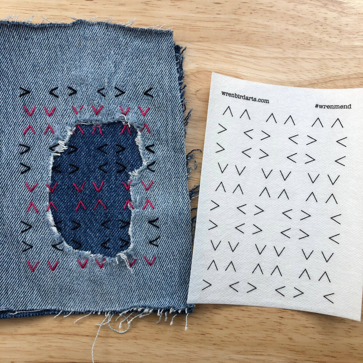 Washable Mending Transfers Set #6 Pink Cat Patterns