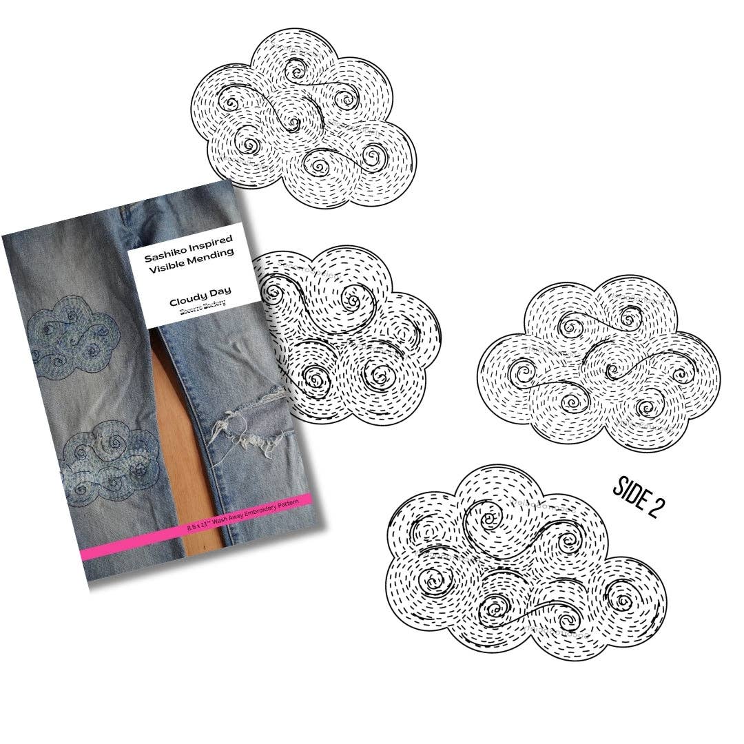 Cloudy Day - Visible Mending Stick and Stitch Embroidery Pattern