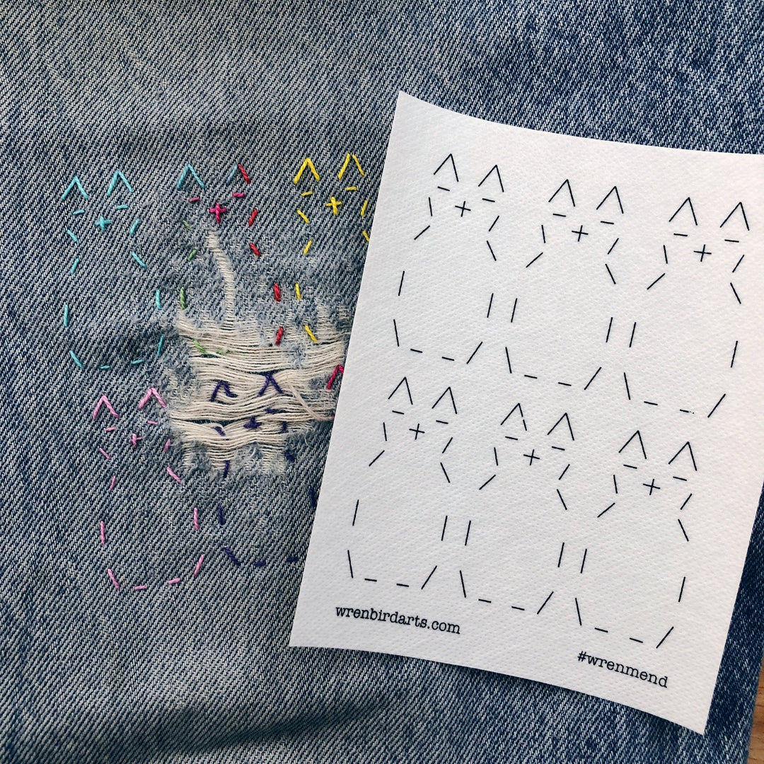Washable Mending Transfers Set #6 Pink Cat Patterns