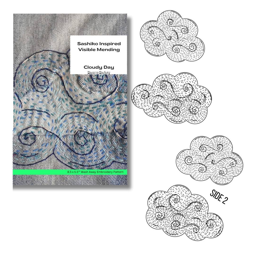 Cloudy Day - Visible Mending Stick and Stitch Embroidery Pattern