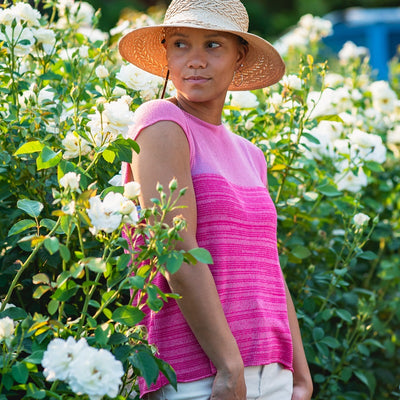 Bamboo Breeze Two-Tone Top in Magenta and Cyclamen