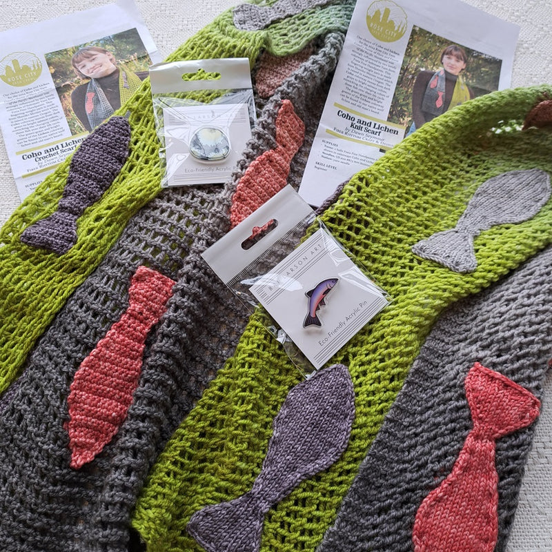 Coho and Lichen Scarf Kit