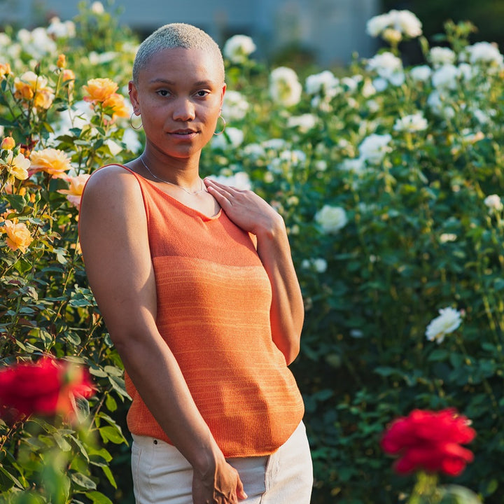 Bamboo Breeze Two-Tone Top in Pumpkin and Tangerine