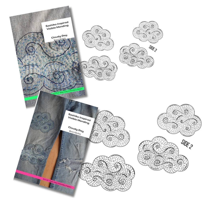 Cloudy Day - Visible Mending Stick and Stitch Embroidery Pattern