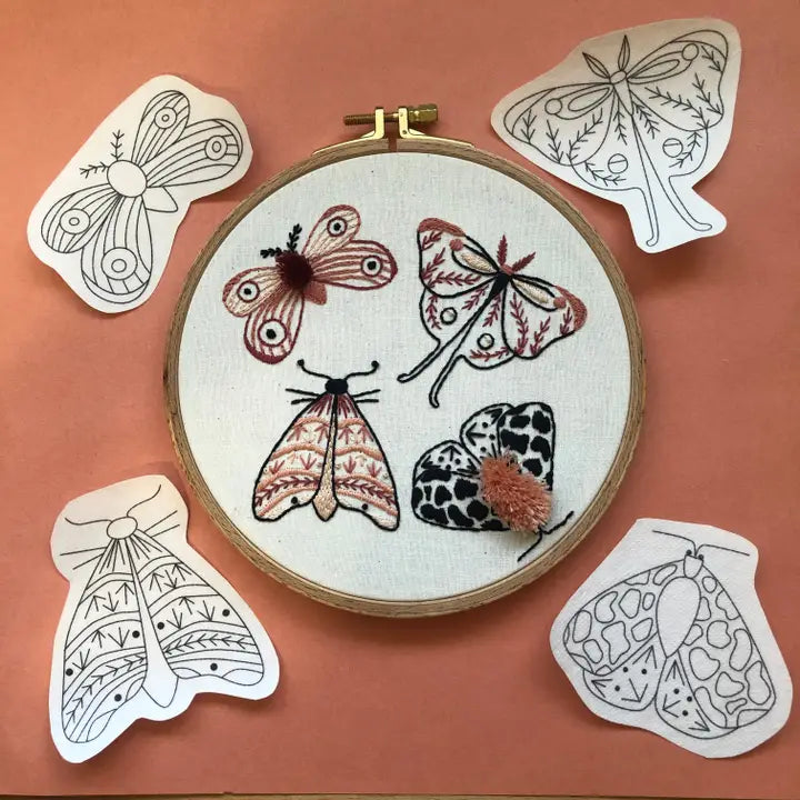 Moths - Bug Embroidery - Peel Stick & Stitch Patterns