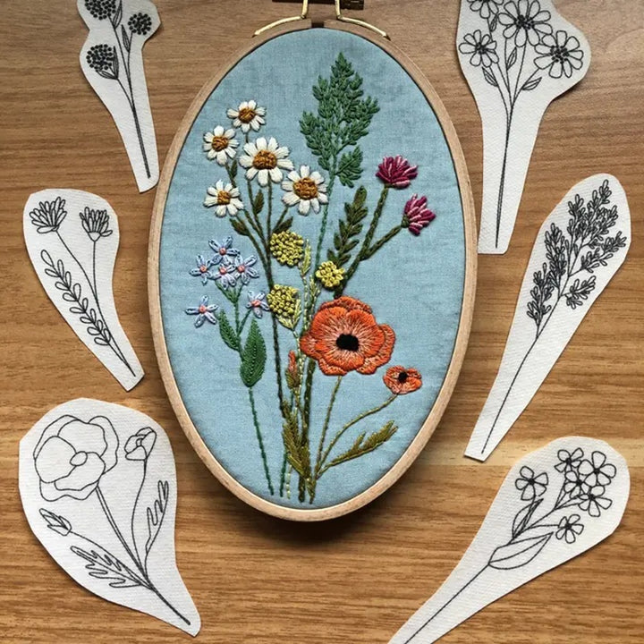 Wildflower Stems Embroidery - Peel Stick & Stitch Patterns