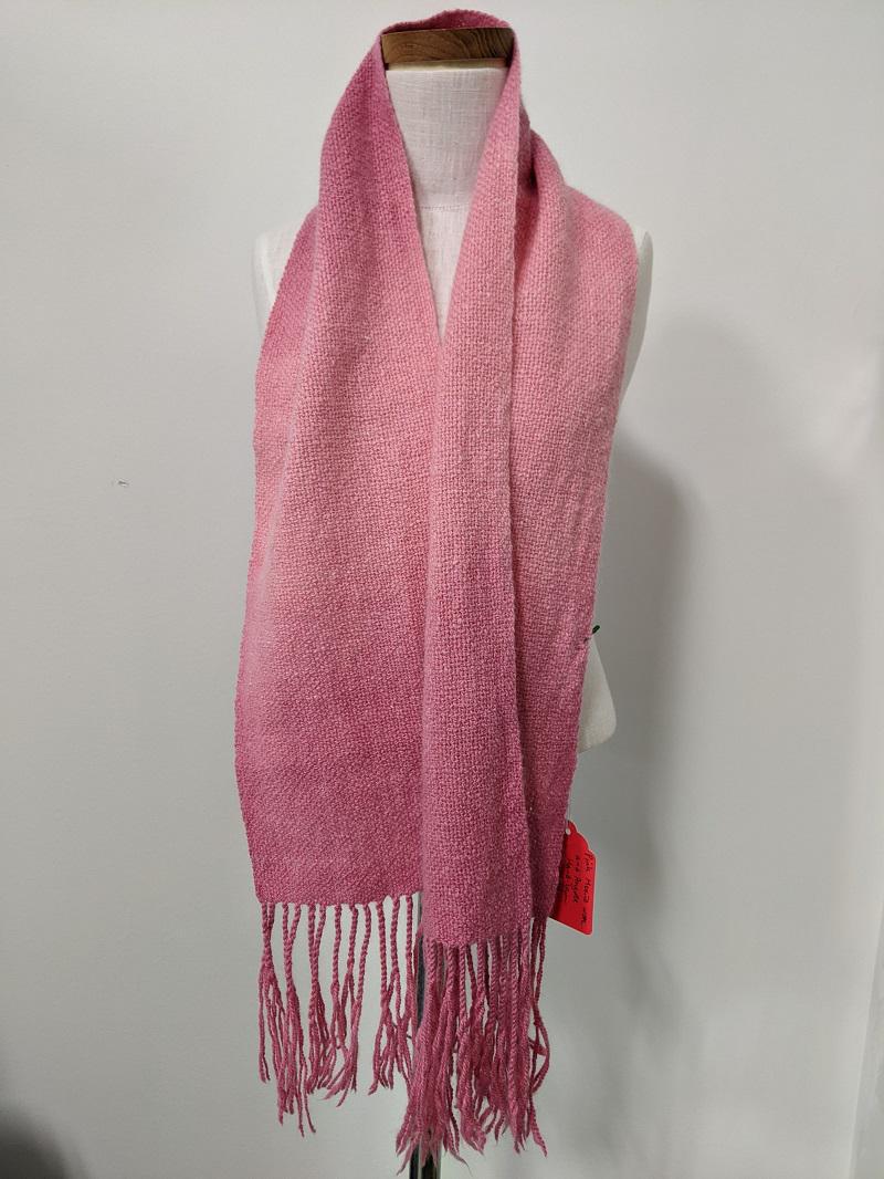 Red and White handwoven scarf