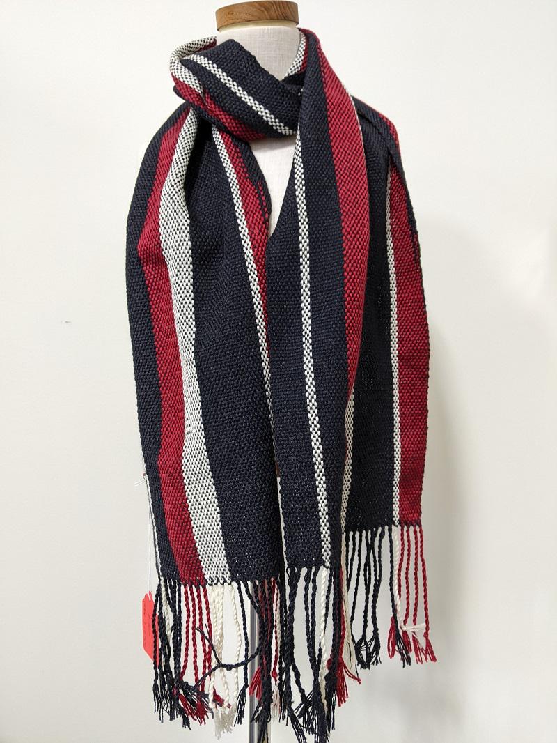 Red/Black/White striped scarf