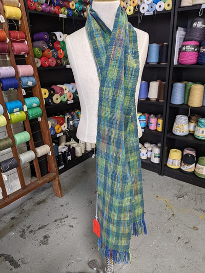 Franklin Hyry Blue and Multi-Colored Plaid Scarf