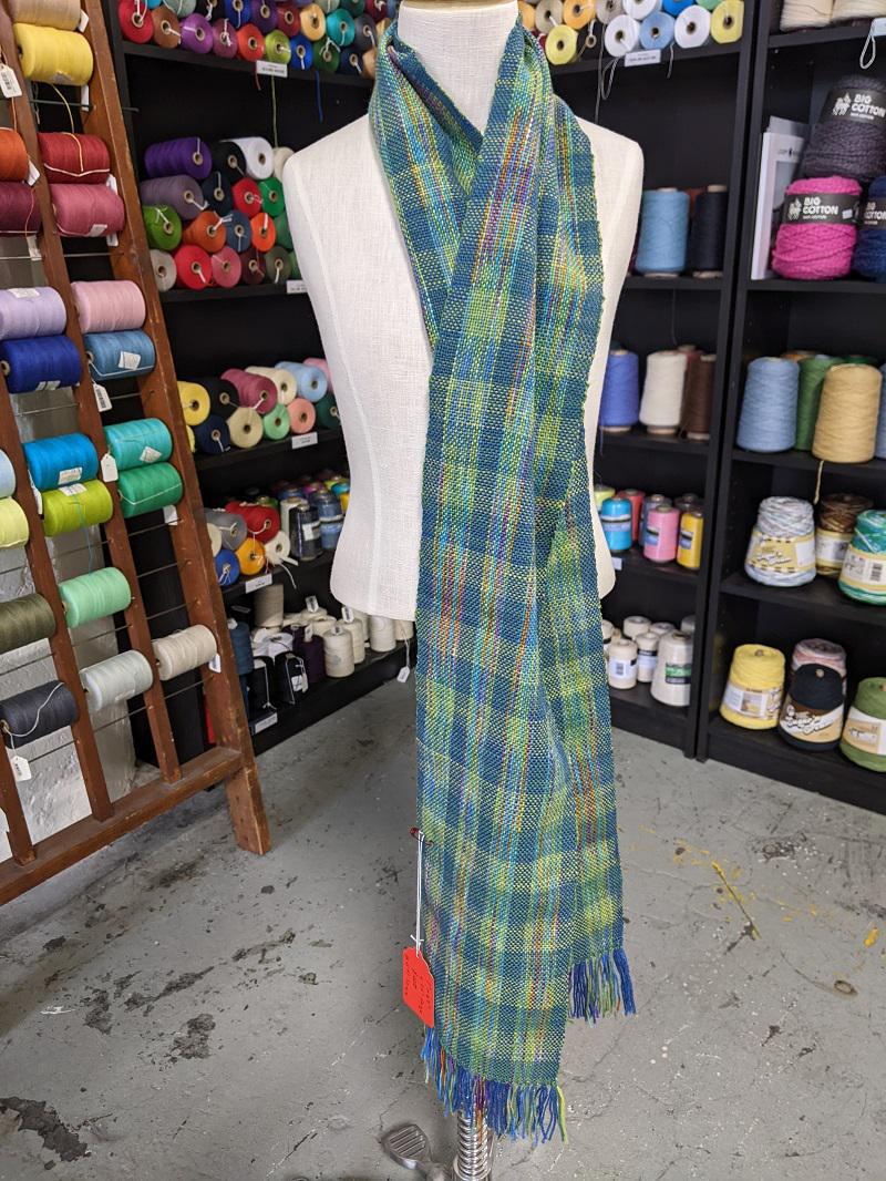 Franklin Hyry Blue and Multi-Colored Plaid Scarf
