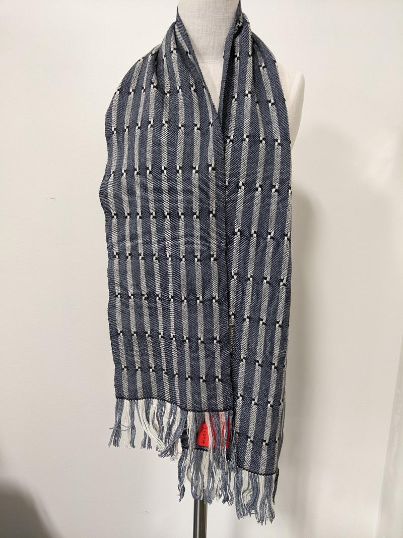 Gray/Black/White striped patterned scarf